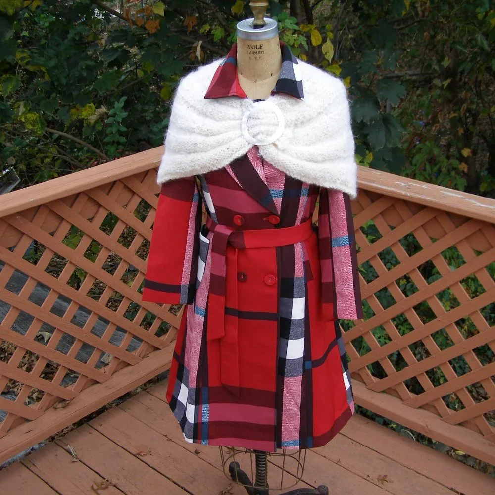 Beautiful Handmade Shawl w/Pearl color Buckle